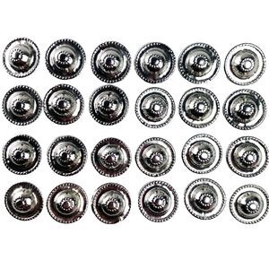 Lot of 24  Decorative Shanks Silver tone Round Shank Buttons for Arts & Crafts